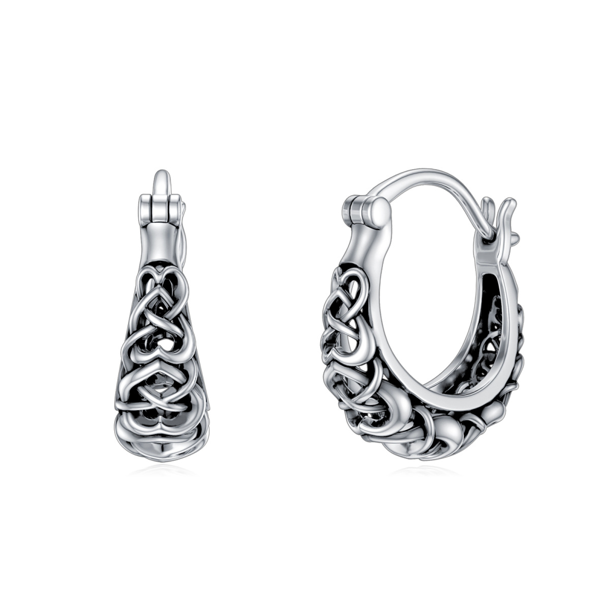 925 Sterling Silver Celtic Knot Vintage Hoop Earrings-1
