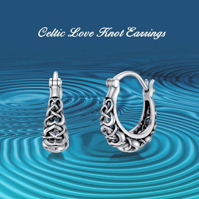 925 Sterling Silver Celtic Knot Vintage Hoop Earrings-5
