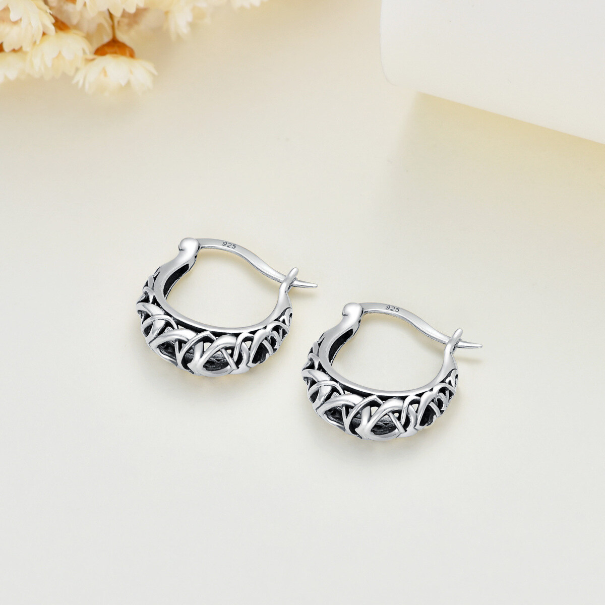 Boucles d'oreilles en argent sterling avec nœud celtique-4