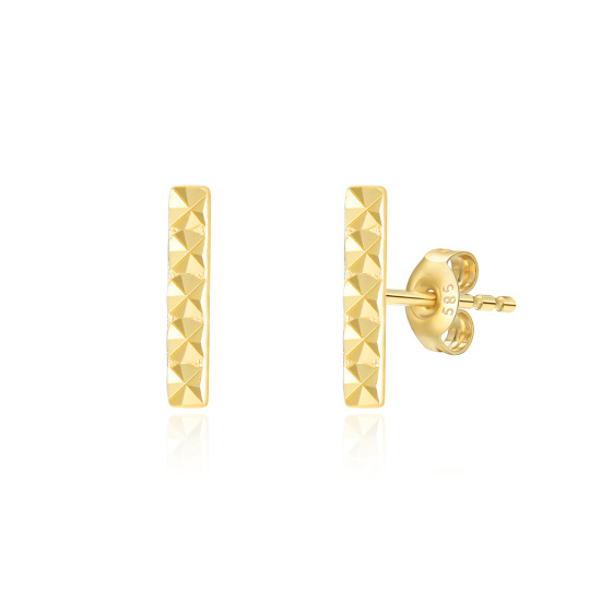 14K Gold Bar Stud Earrings