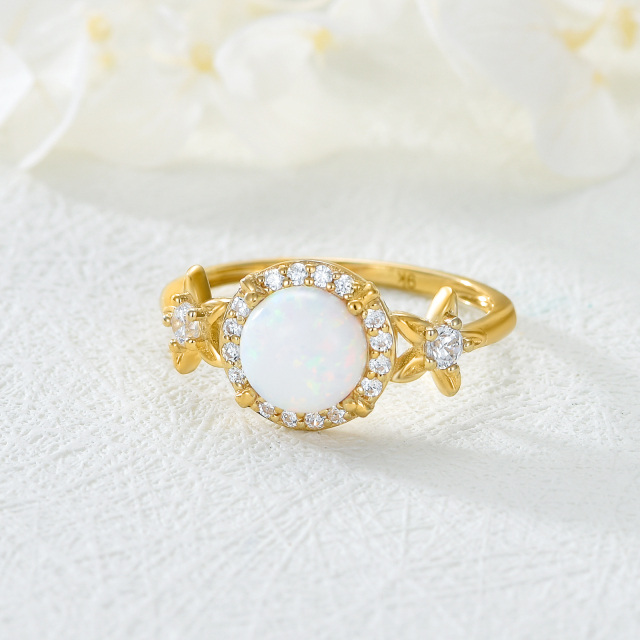 9K Gold Opal Couple Engagement Ring-4