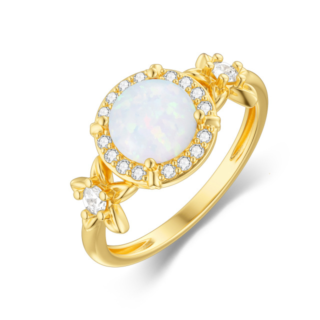 9K Gold Opal Couple Engagement Ring-0