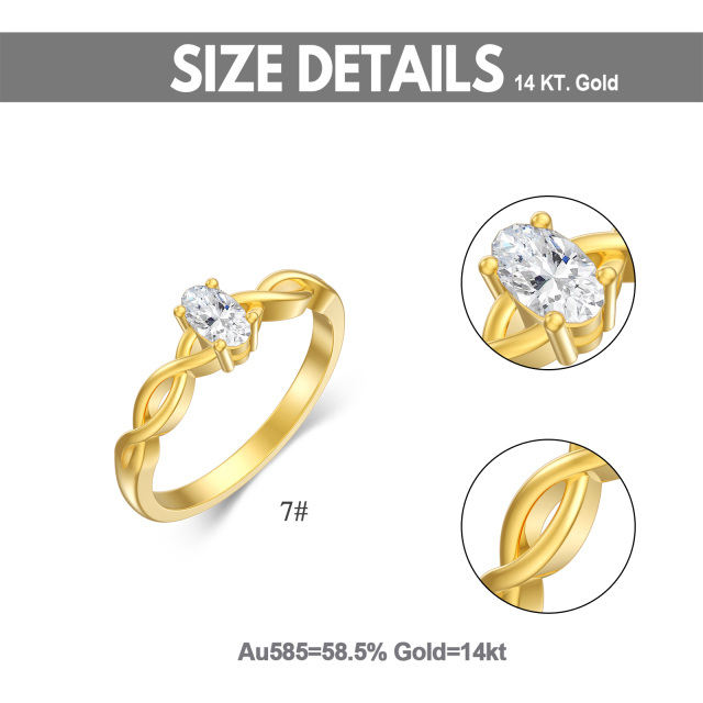 14K Gold Oval Shaped Lab Created Diamond Infinity Symbol Ring-2