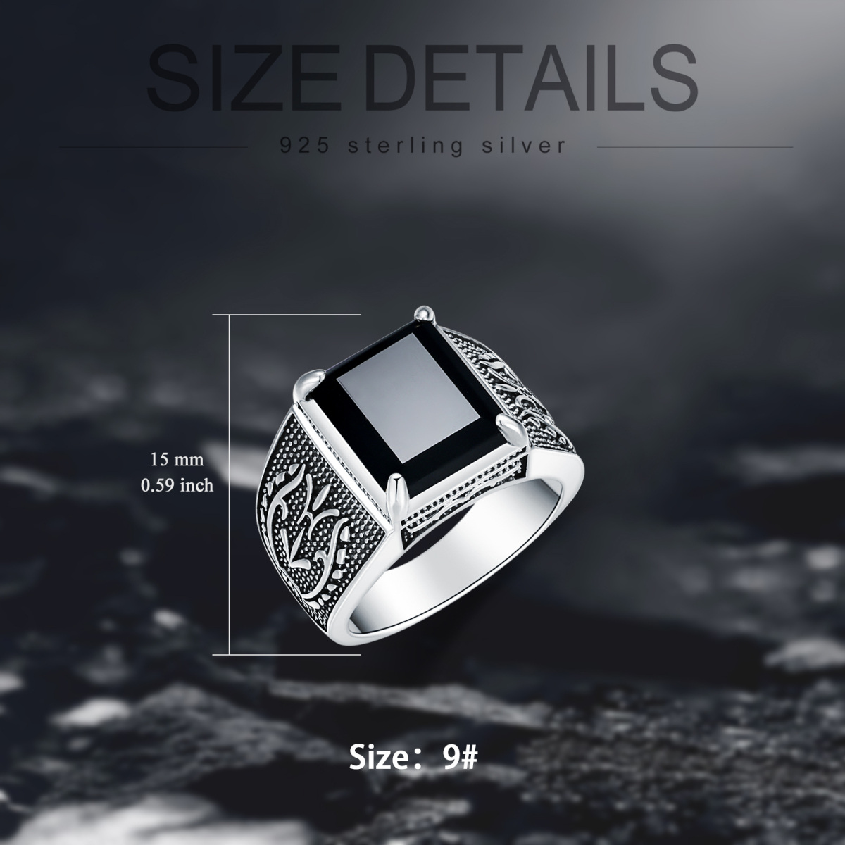 Sterling Silver Agate Father & Son Ring for Men-5