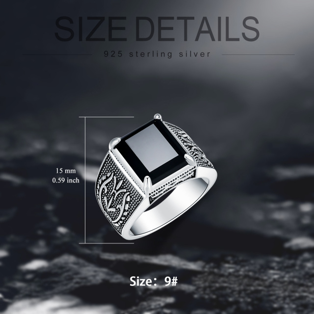 Sterling Silver Agate Father & Son Ring for Men-4