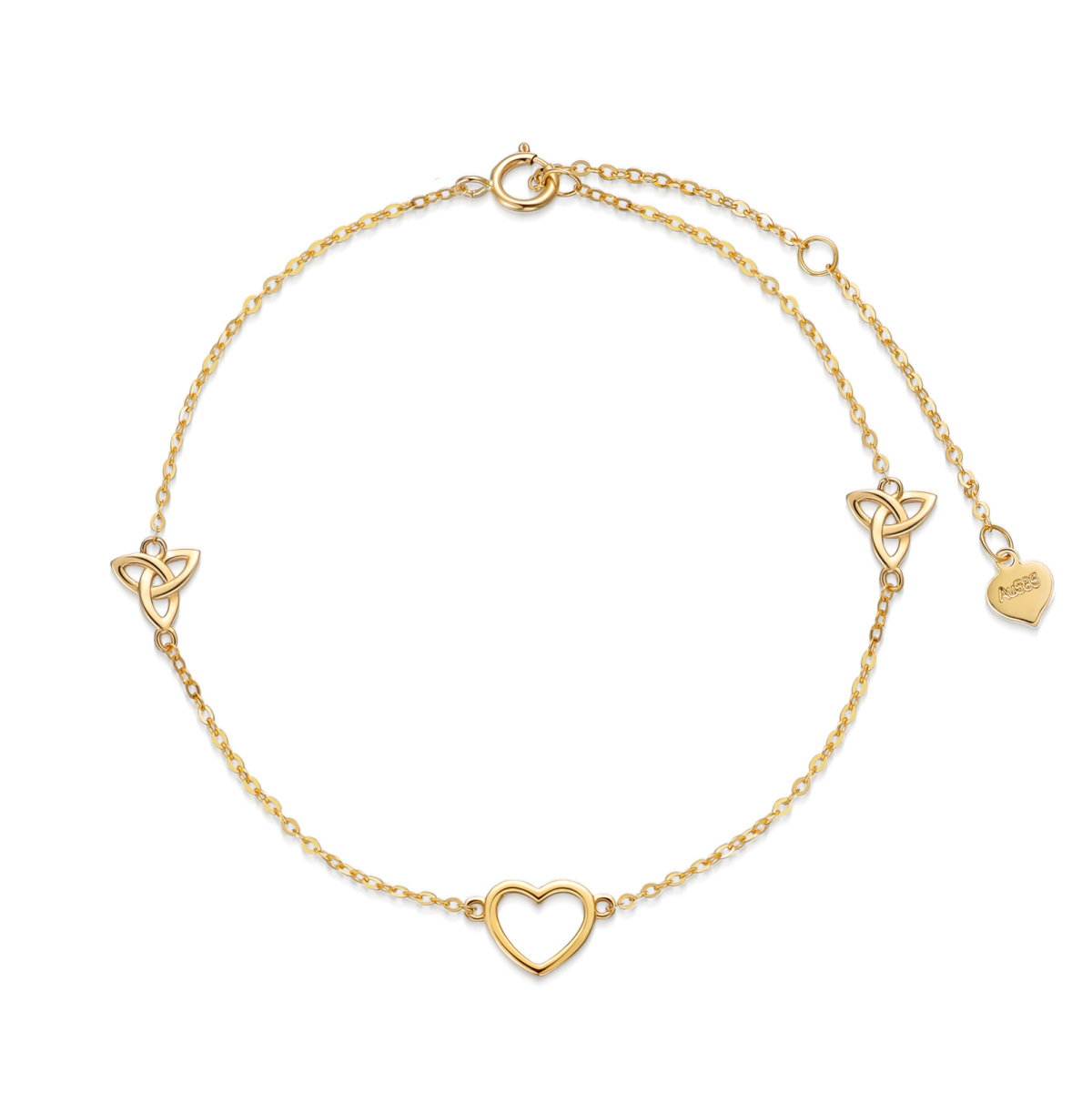 14K Gold Heart Pendant Bracelet-1