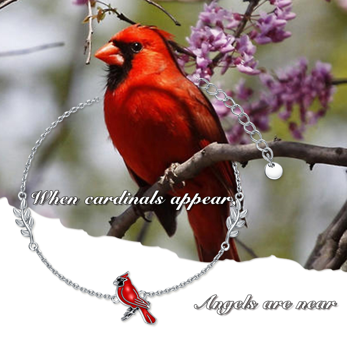 Sterling Silver Cardinal Pendant Bracelet-5