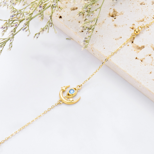 Bracelet chaîne en or 14 carats avec perles de lune rondes en zircone-3