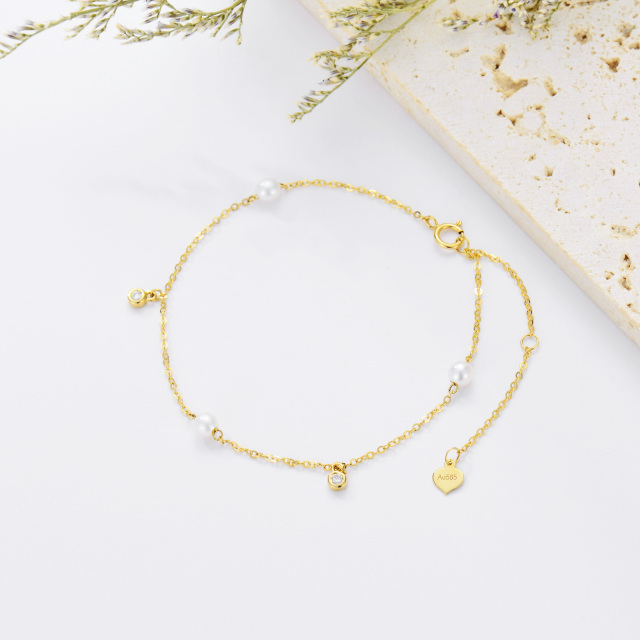 14K Gold Pearl Chain Bracelet-2