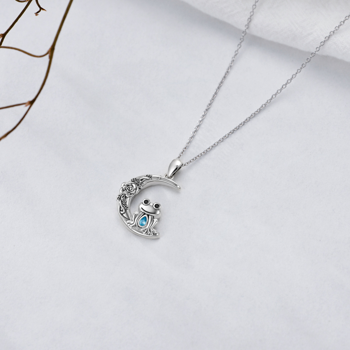 Sterling Silver Crystal Frog Pendant Necklace-7