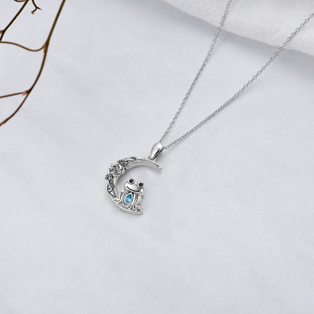 Sterling Silver Crystal Frog Pendant Necklace-6