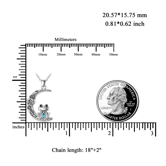 Sterling Silber Kristall Frosch Anhänger Halskette-2