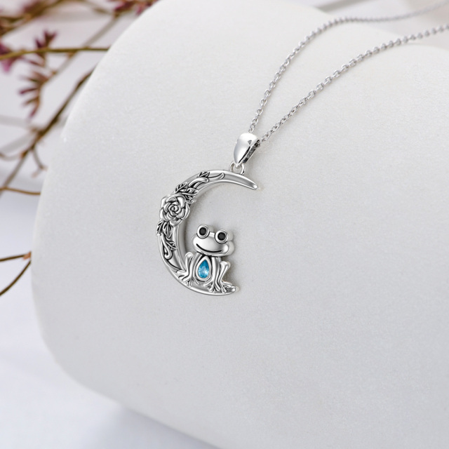 Sterling Silver Crystal Frog Pendant Necklace-6