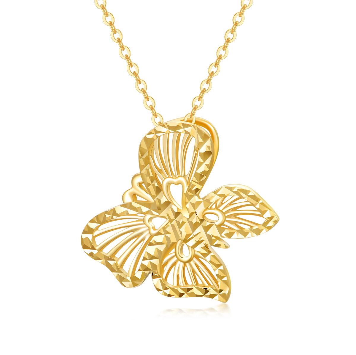 9K Gold Butterfly Pendant Necklace-1