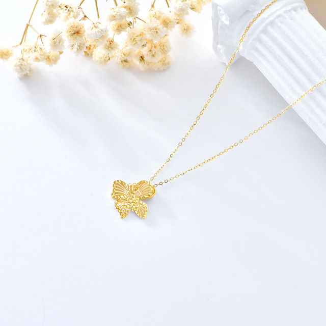 9K Gold Butterfly Pendant Necklace-3