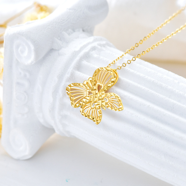 9K Gold Butterfly Pendant Necklace-2