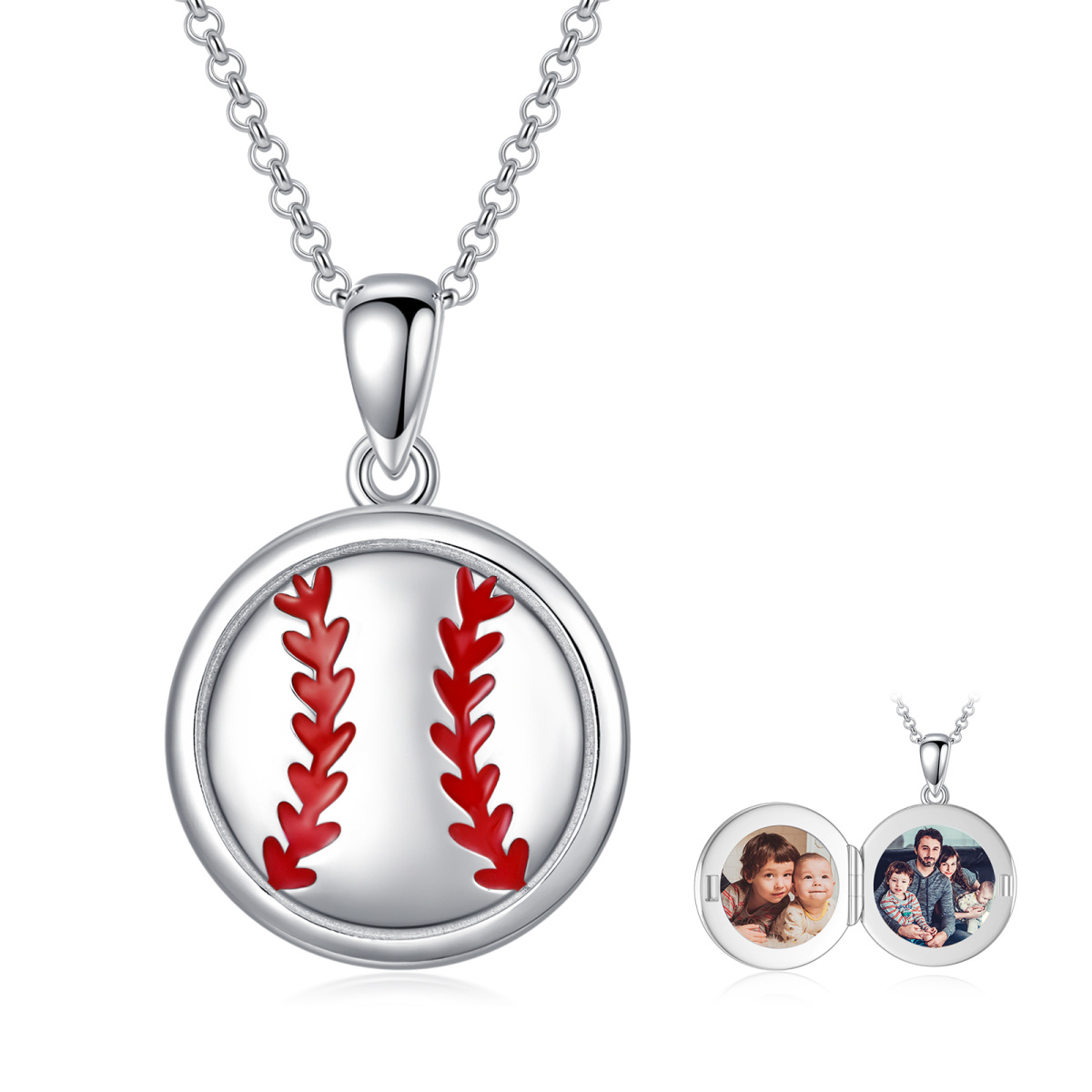 Sterling Silver Baseball Pendant Necklace-1