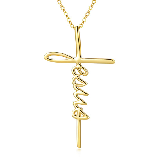 Collana con ciondolo a forma di croce in corsivo in oro 14K