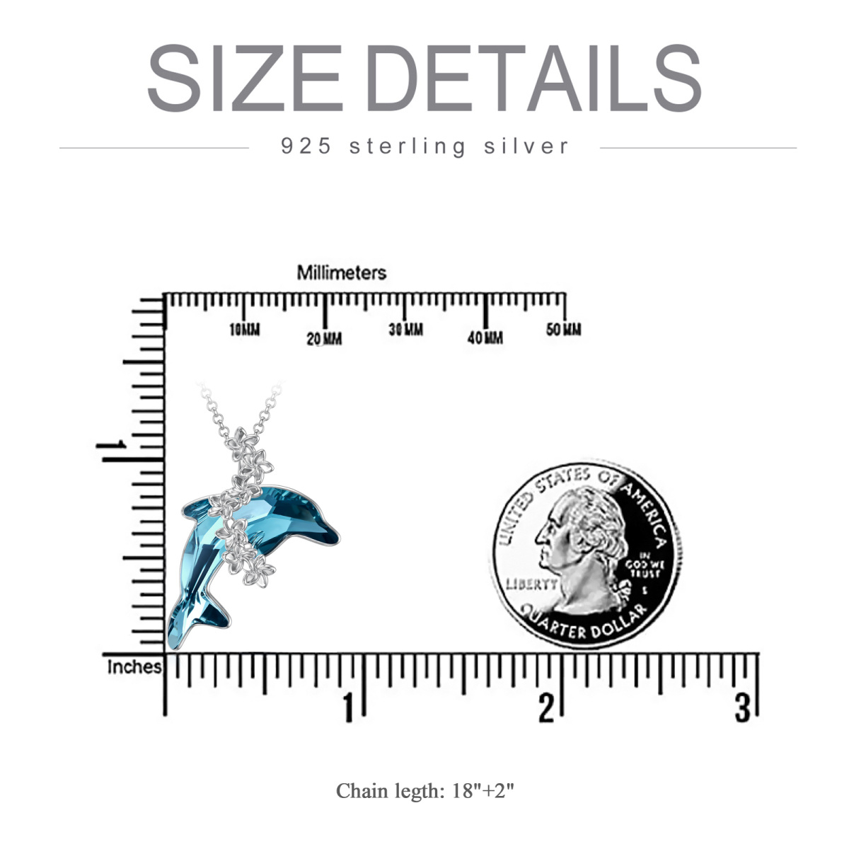 Collier pendentif plumeria en argent sterling avec dauphin en cristal-5