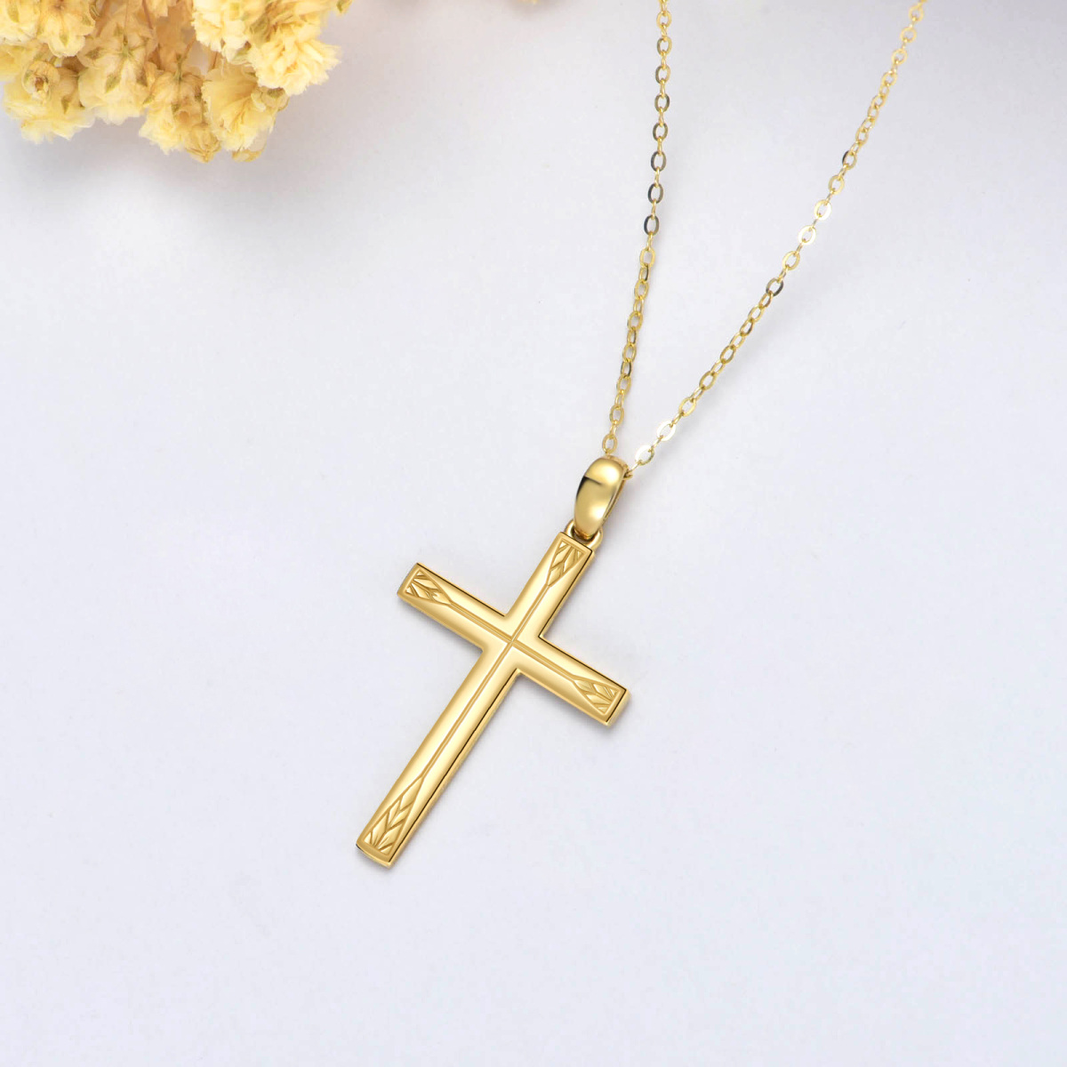 9K Gold Cross Pendant Necklace-4