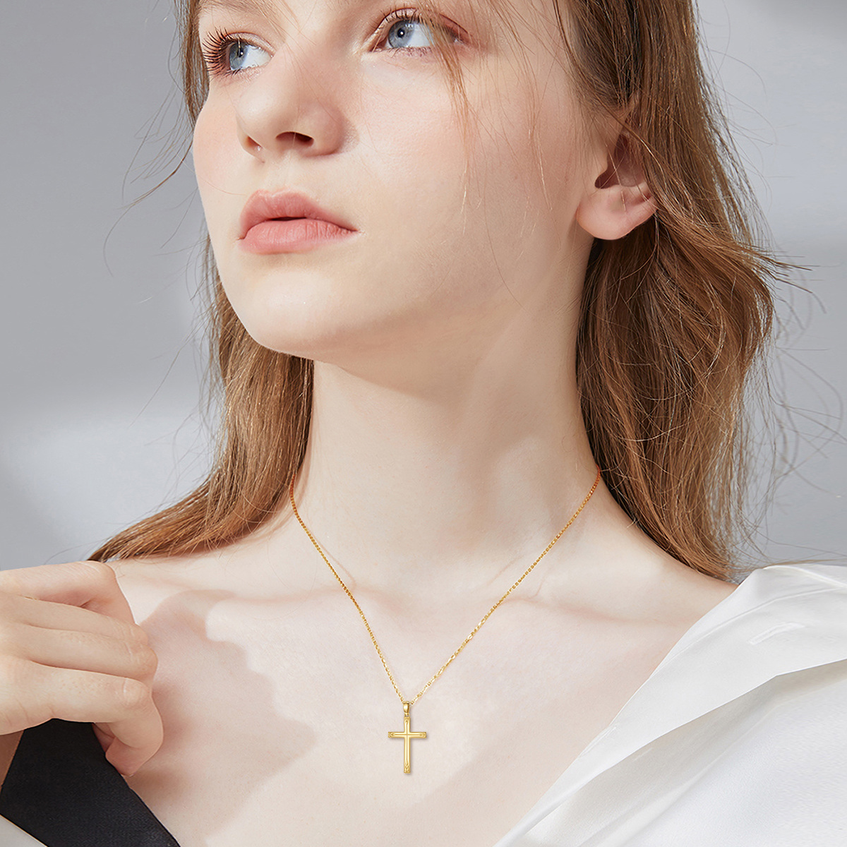 9K Gold Cross Pendant Necklace-2