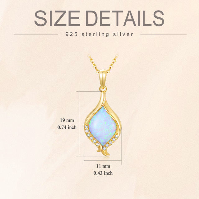 14K Gold Diamond & Opal Pendant Necklace-5