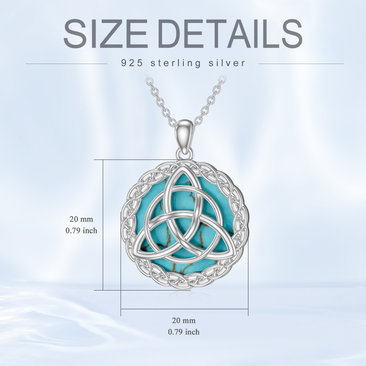 Sterling Silver Circular Shaped Turquoise Celtic Knot Pendant Necklace-6