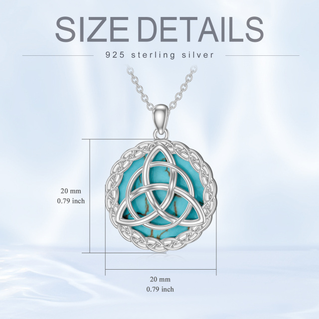 Sterling zilveren cirkelvormige keltische knoop ketting met turquoise knopen-6