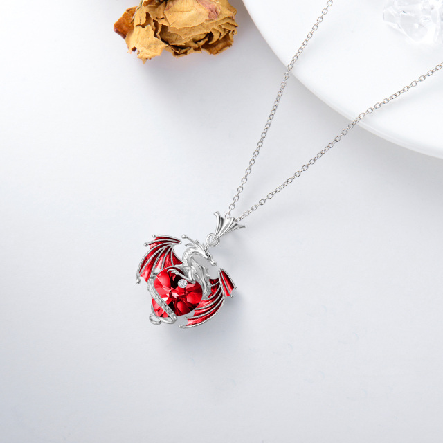 Collier en argent sterling avec pendentif dragon et coeur en cristal-4