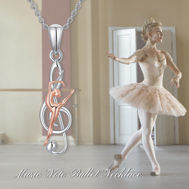 Sterling Silver Two-tone Ballet Dancer Pendant Necklace-2