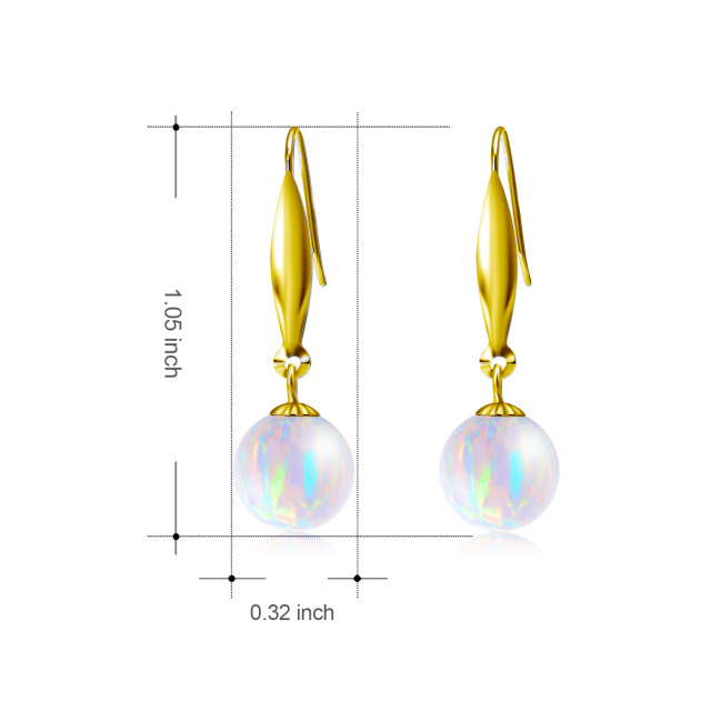 Boucles d'oreilles pendantes en or 18K avec opale ronde-4