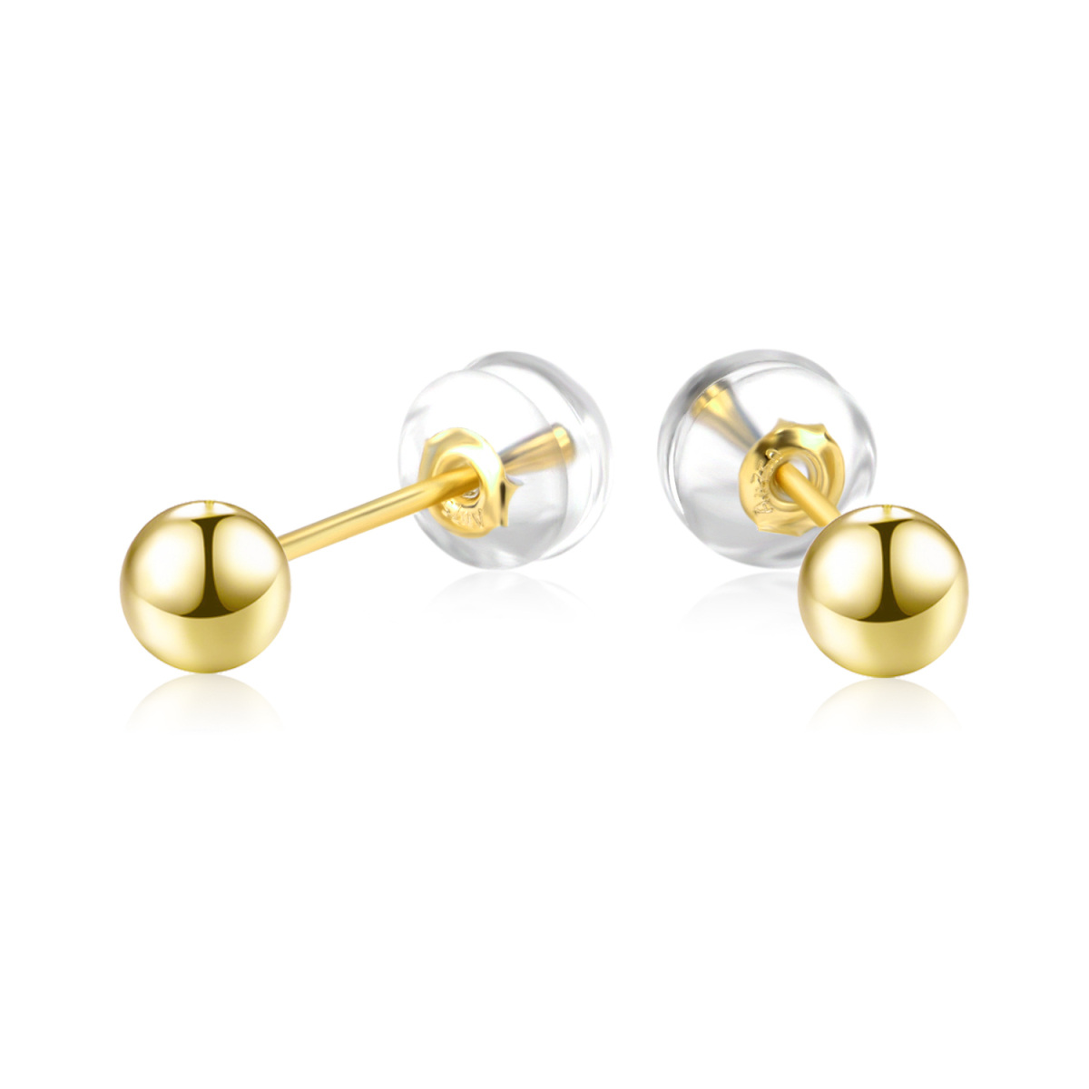 18K Gold Ball Stud Earrings-1