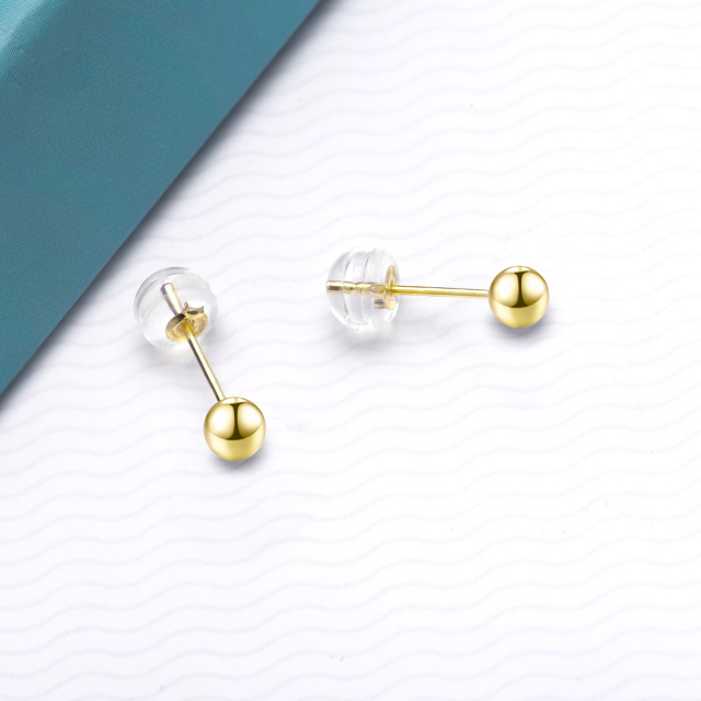 18K Gold Ball Stud Earrings-2