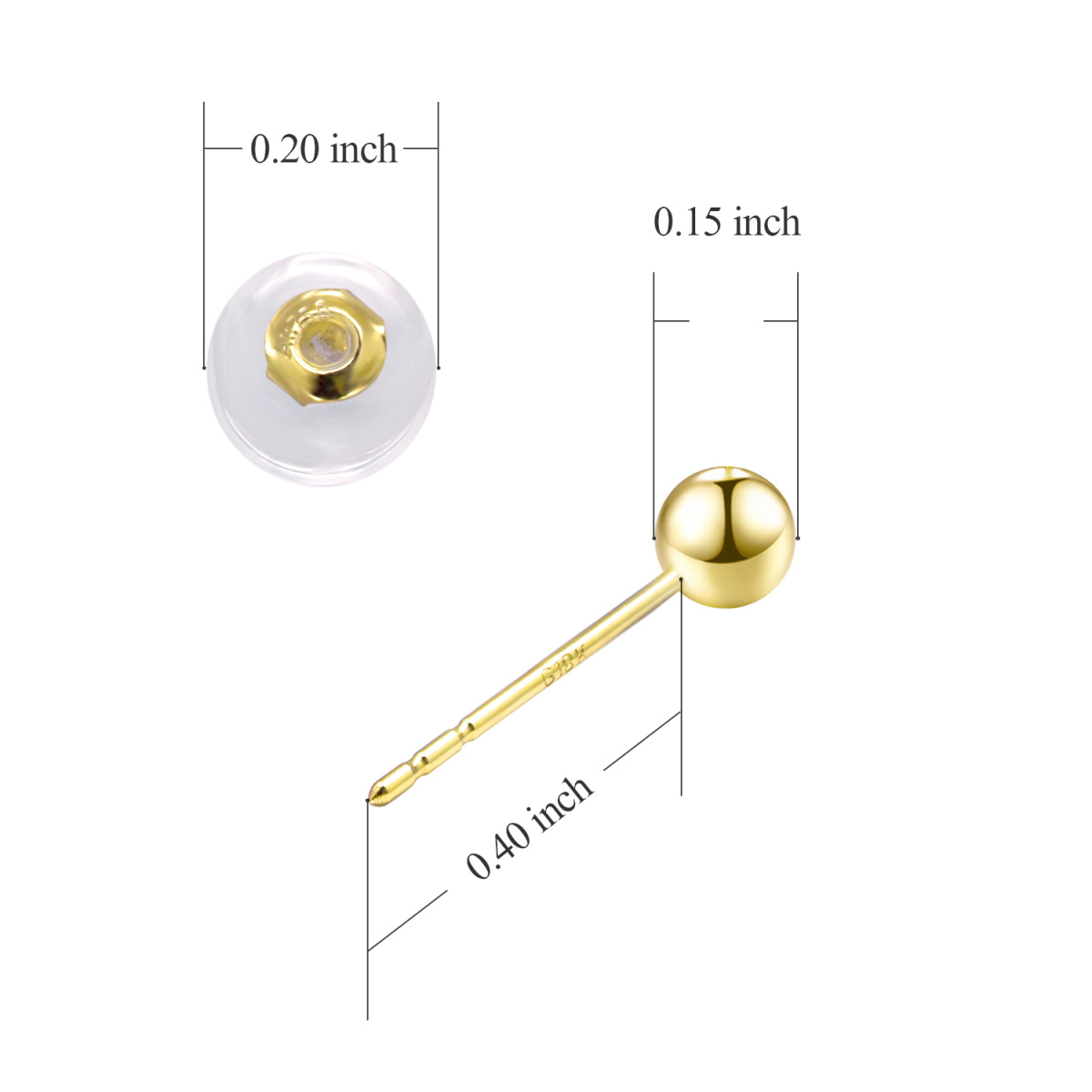 18K Gold Ball Stud Earrings-5