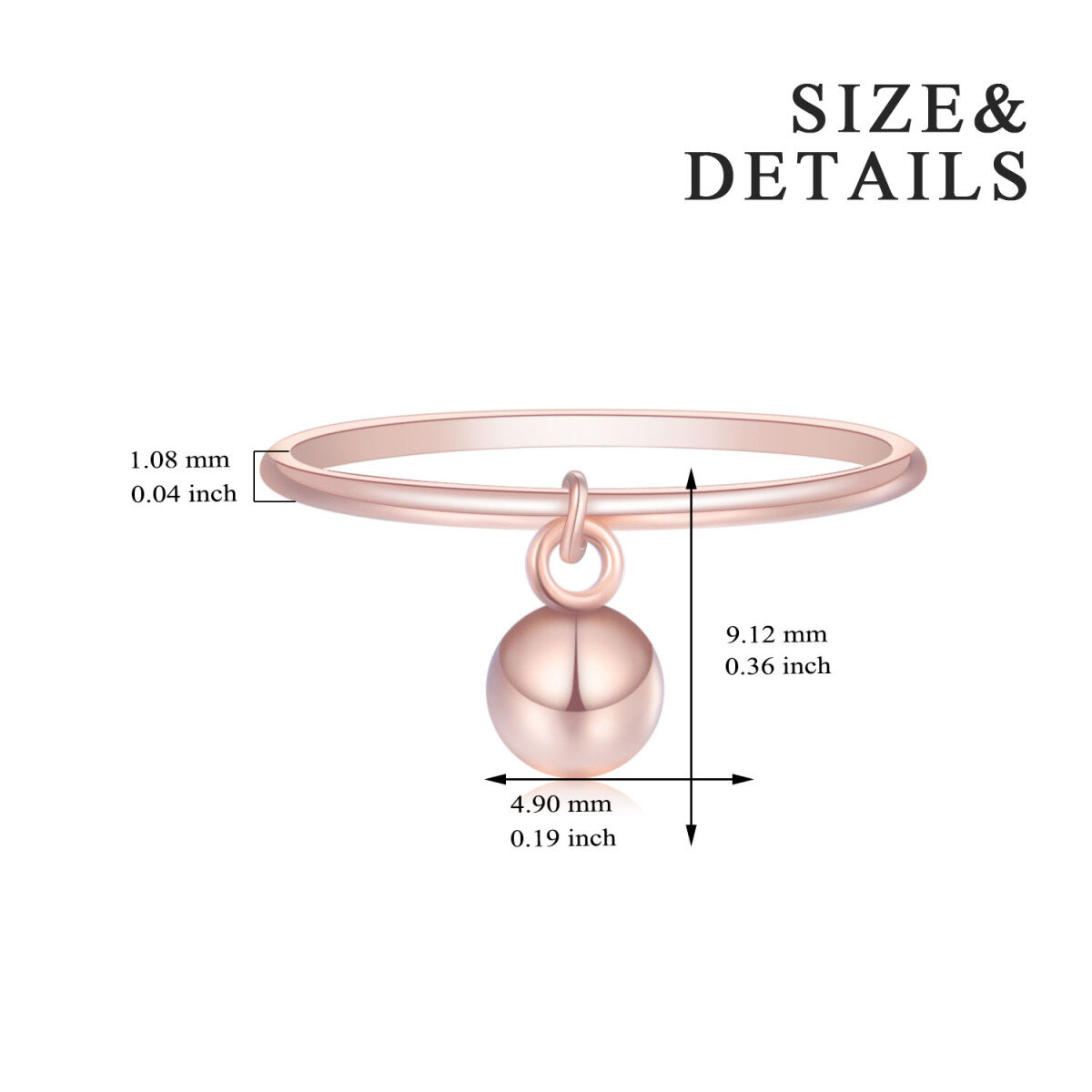 Sterling Silver with Rose Gold Plated Spherical Ring-5