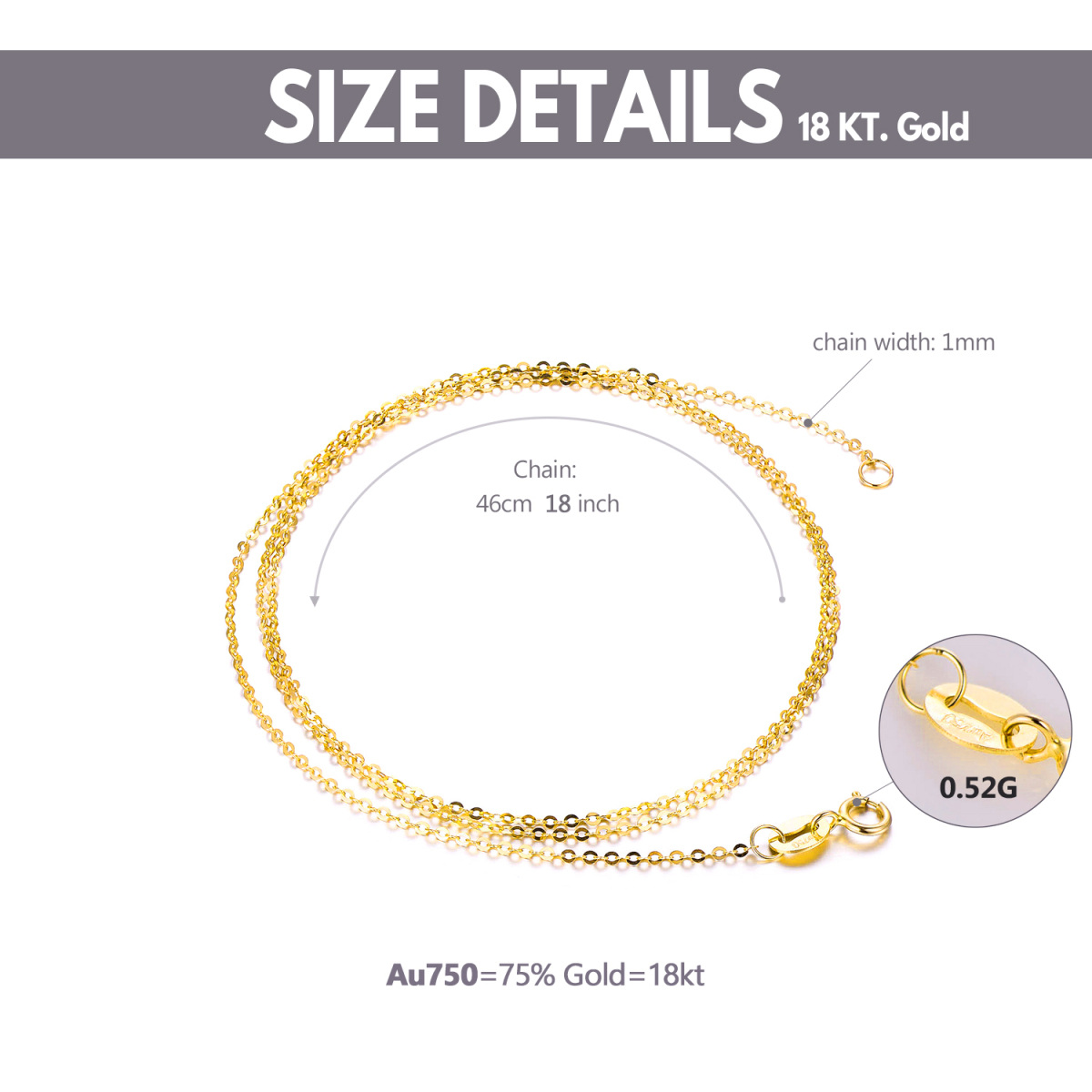 18K Gold Cable Chain Necklace-5