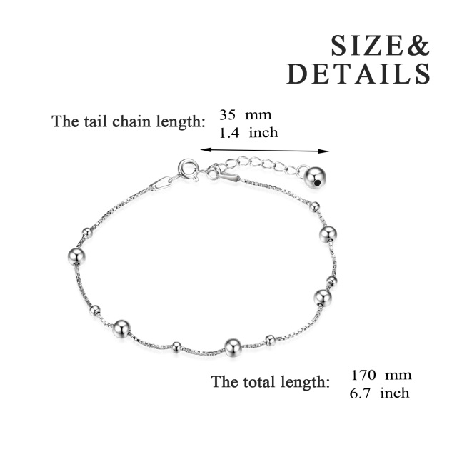 Sterling Silber Runde Perle Station Kette Armband-4