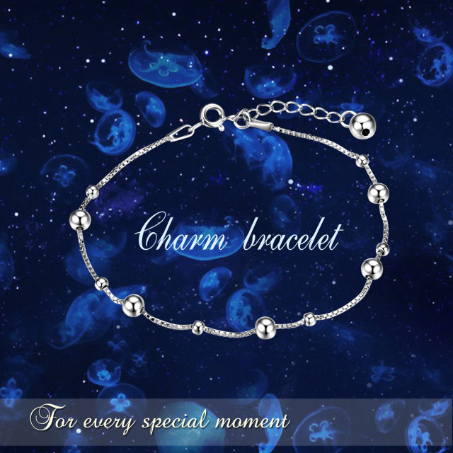 Bracelet en argent sterling avec chaîne de station à perles rondes-5