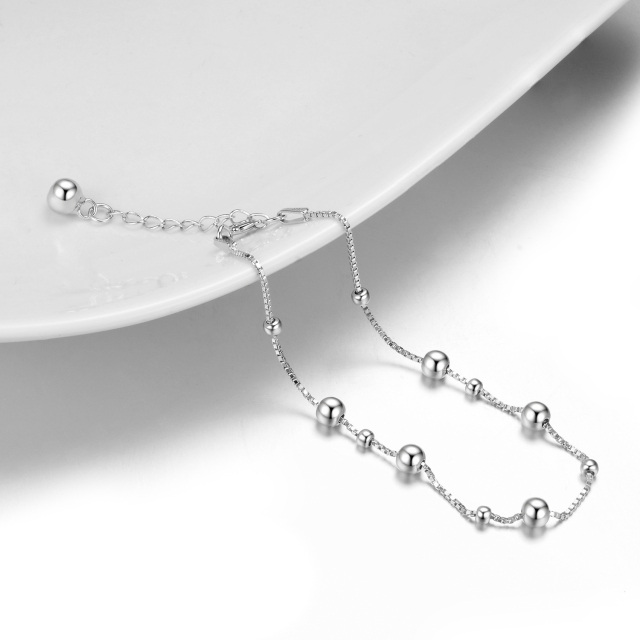 Sterling Silver Round Bead Station Chain Bracelet-3