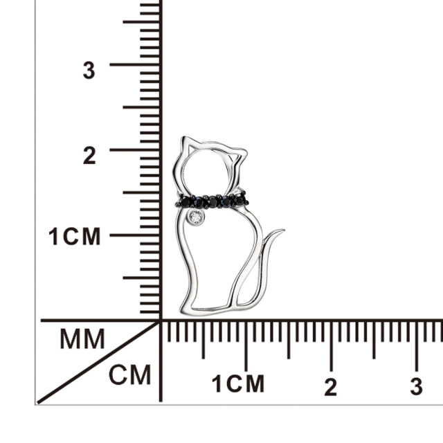 Collar Colgante Gato Circonio Redondo Plata de Ley-5