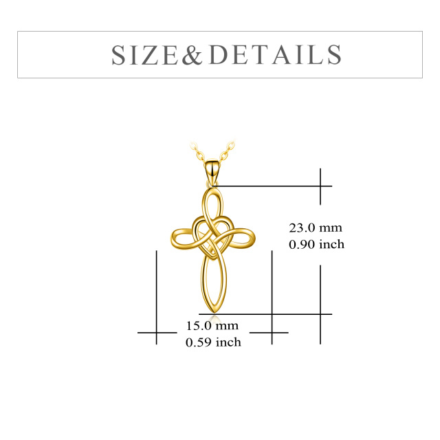 14K Gold Cross Knot & Heart Pendant Necklace-5