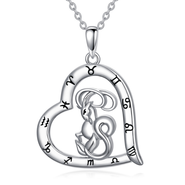 Collana in argento 925 con ciondolo a forma di cuore in Acquario, Ariete, Cancro, Capricorno, Gemelli, Leone, Bilancia, Pesci, Sagittario, Scorpione, Toro e Vergine.-1