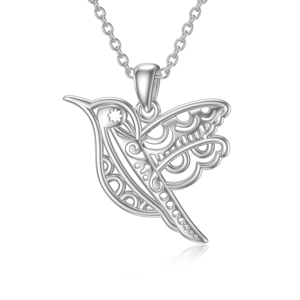 Sterling Silver Hummingbird Pendant Necklace-1