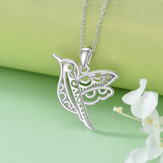 Sterling Silver Hummingbird Pendant Necklace-3