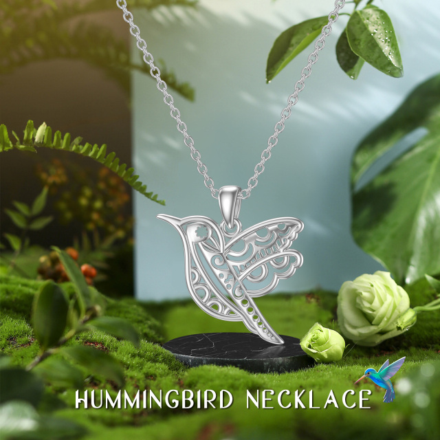 Sterling Silver Hummingbird Pendant Necklace-2