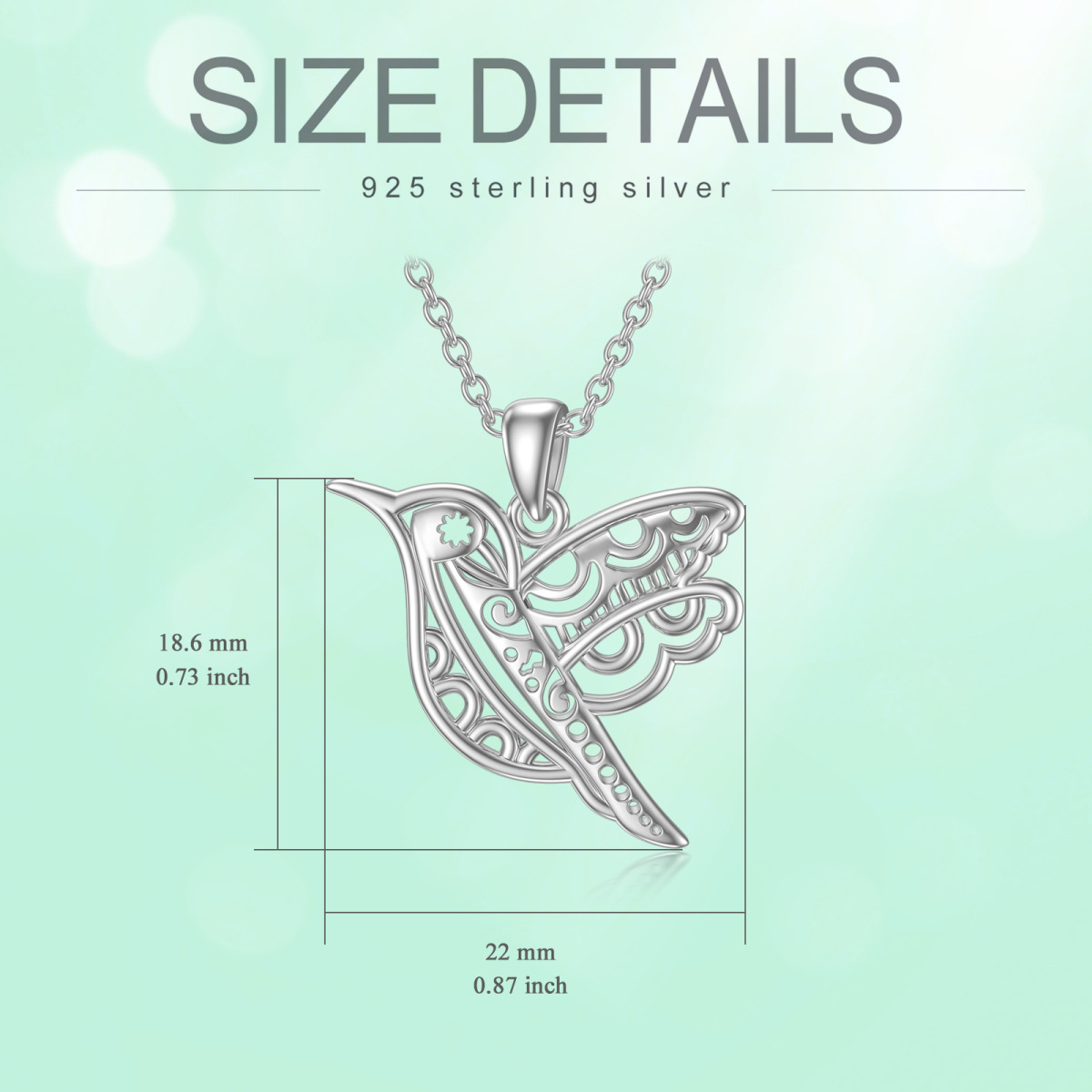 Sterling Silver Hummingbird Pendant Necklace-6