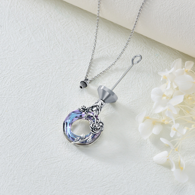 Sterling Silver Crystal Rose & Heart Urn Necklace for Ashes-4