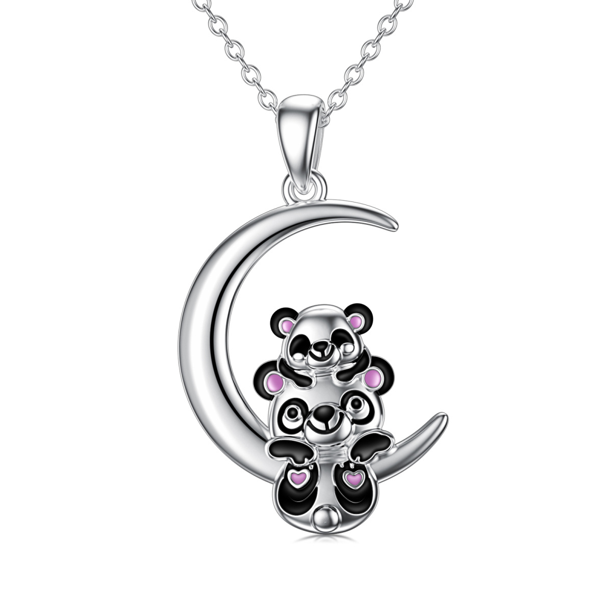 Sterling Silver Mother & Daughter Pendant Necklace-1