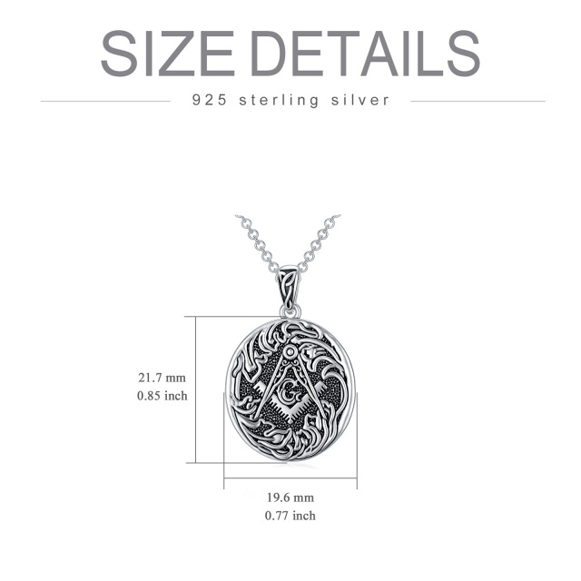 Sterling Silver Masonic Symbol Pendant Necklace for Men-4