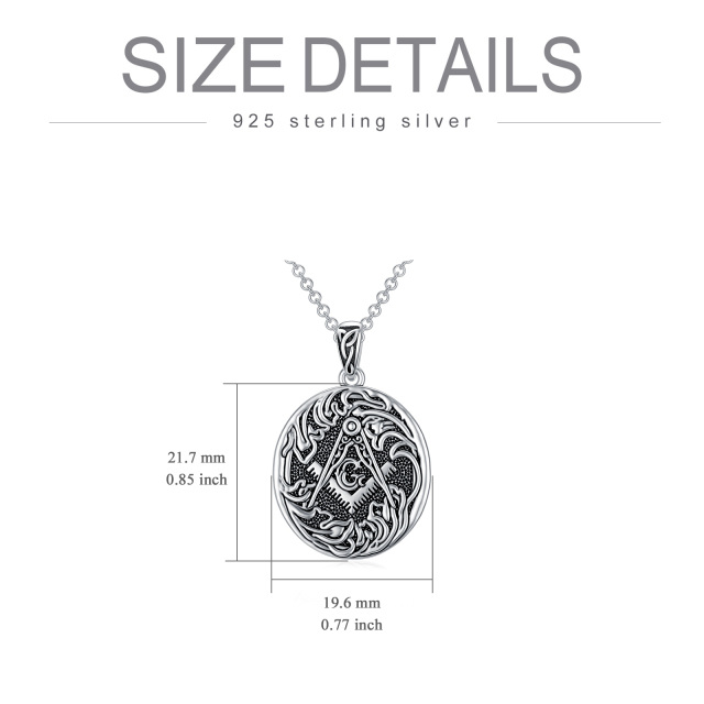 Collier en argent sterling à pendentif symbole maçonnique pour hommes-4